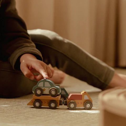 Conjunto de veículos em madeira – Multicolorido