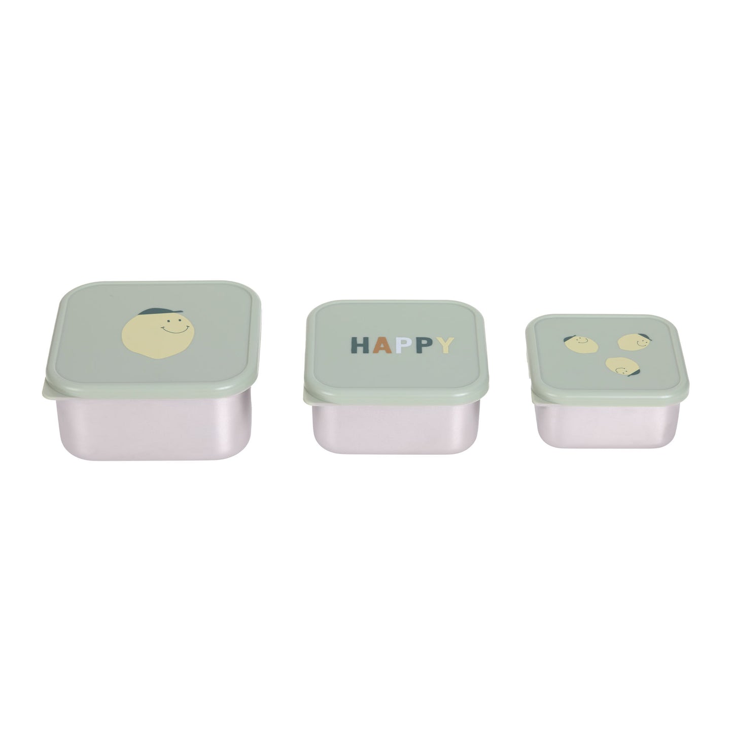 Caixas p/ lanche Aço Inoxidável 3 peças - Limão