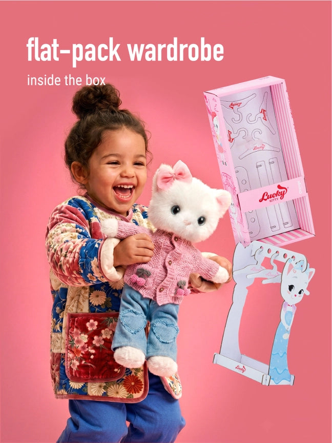 Peluche lucky kitty Sophie: Cerejas em malha