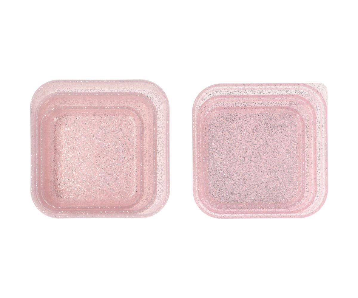 3 Lancheiras Snacks - Glitter Rosa Claro