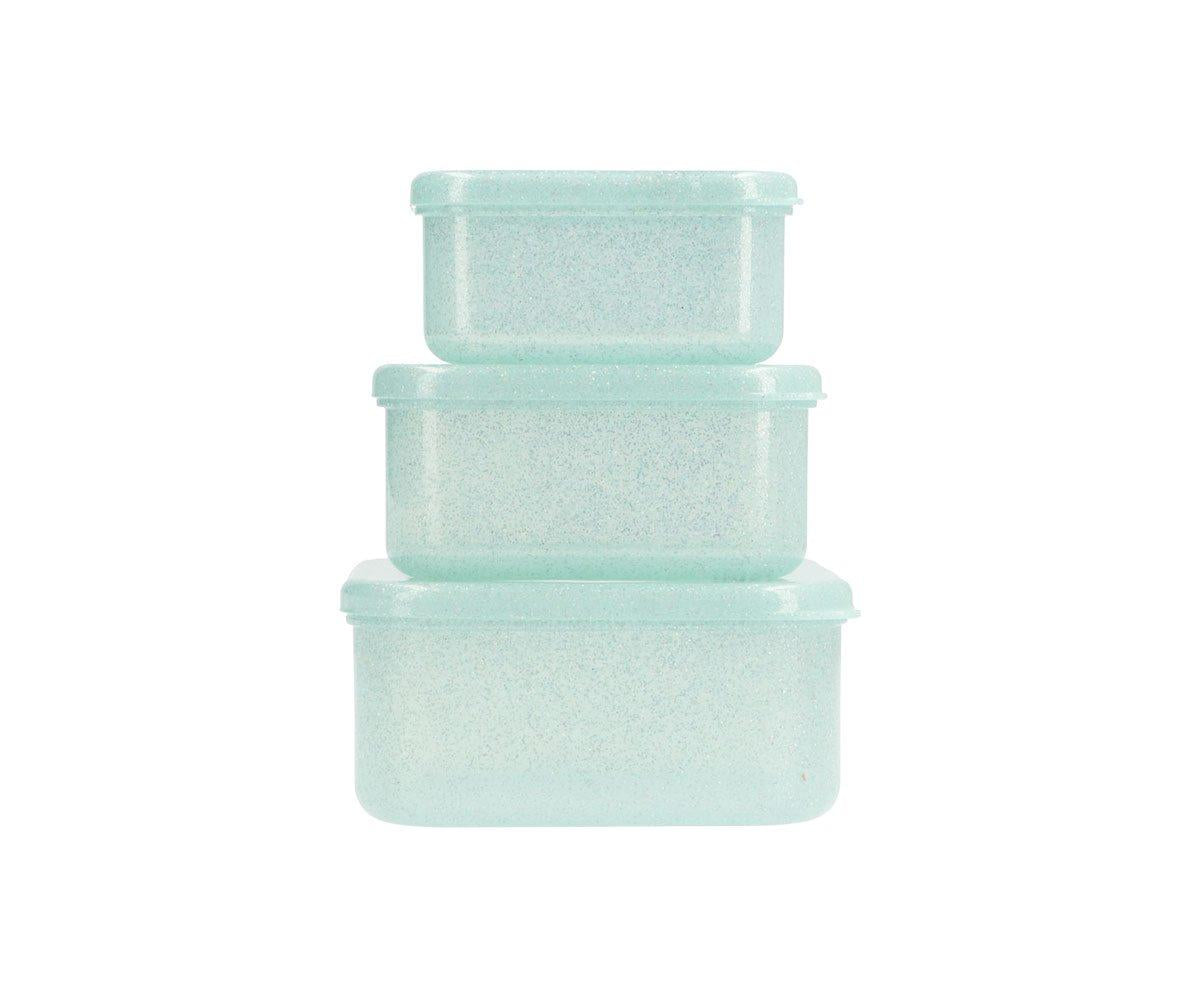 3 Lancheiras Snacks - Glitter Menta