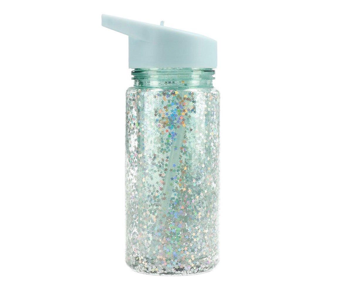 Garrafa Plástico - Glitter Stars Turquesa