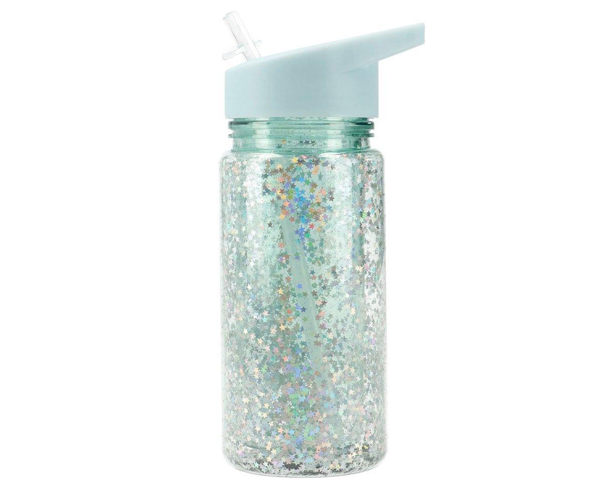 Garrafa Plástico - Glitter Stars Turquesa