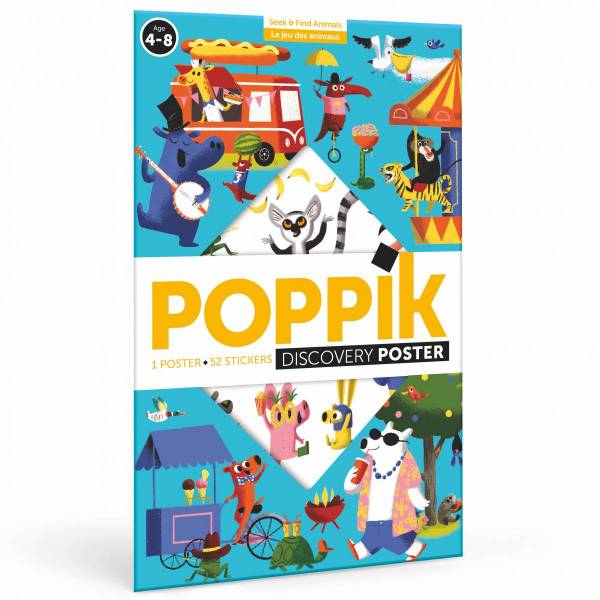 Poster com autocolantes - Escondidinhas Animais