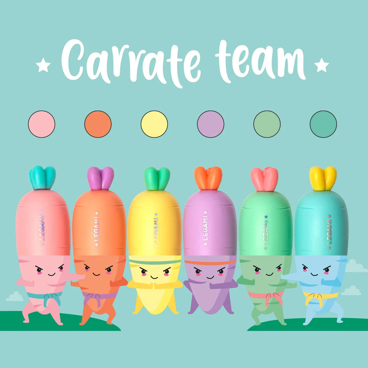 Conjunto de 6 Mini Marcadores - Equipa Cenouras