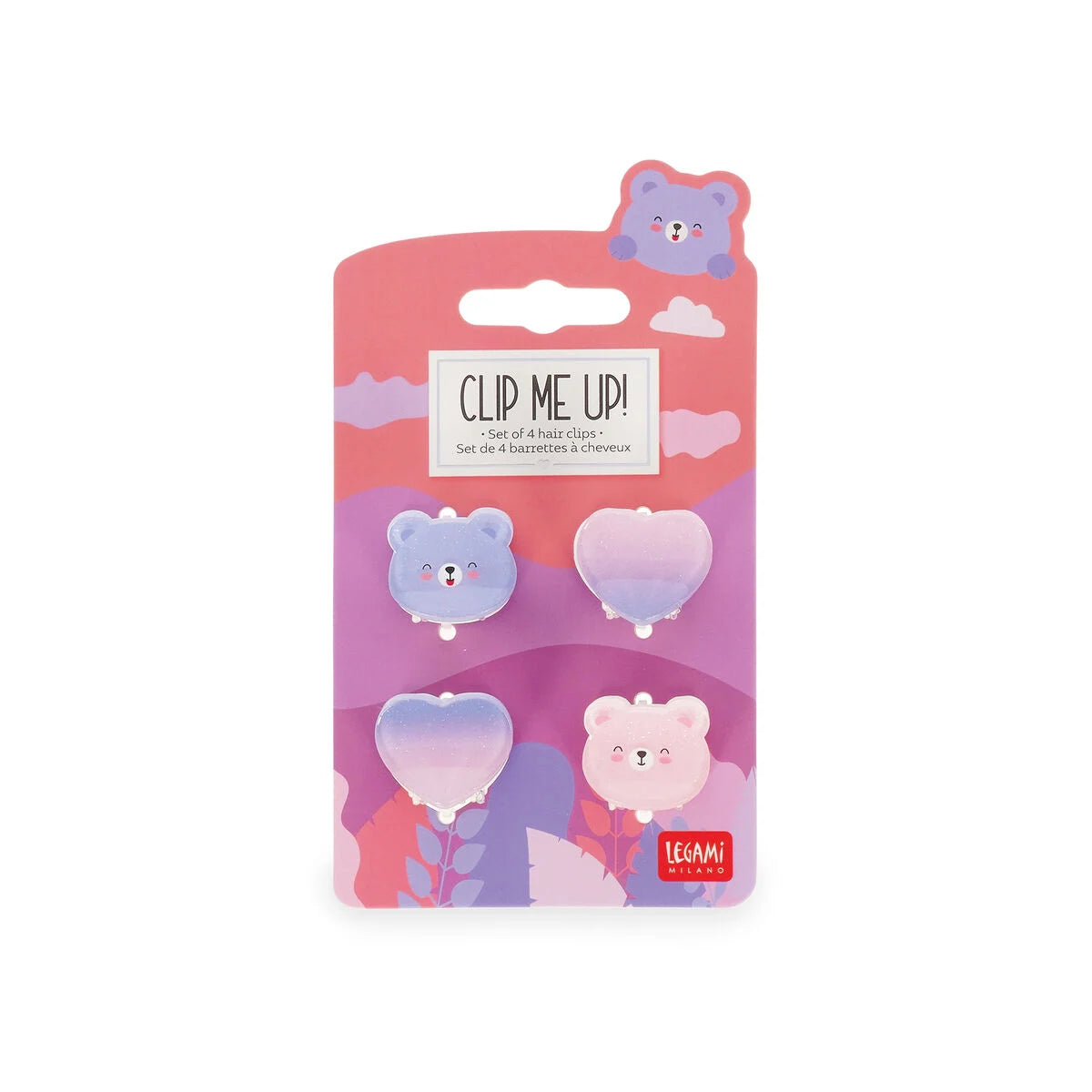 Conjunto de 4 mini molas de cabelo - Urso