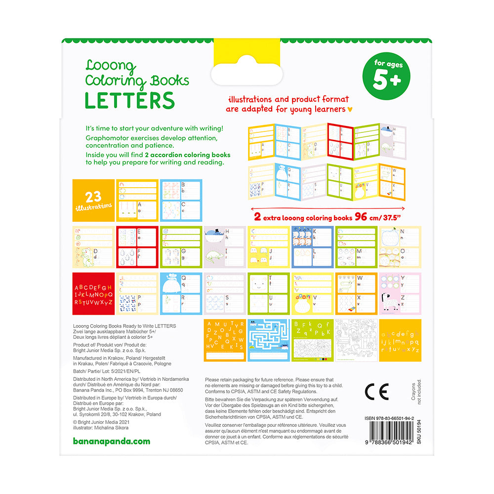 Libro para colorear Looong +5 años - Listo para escribir letras