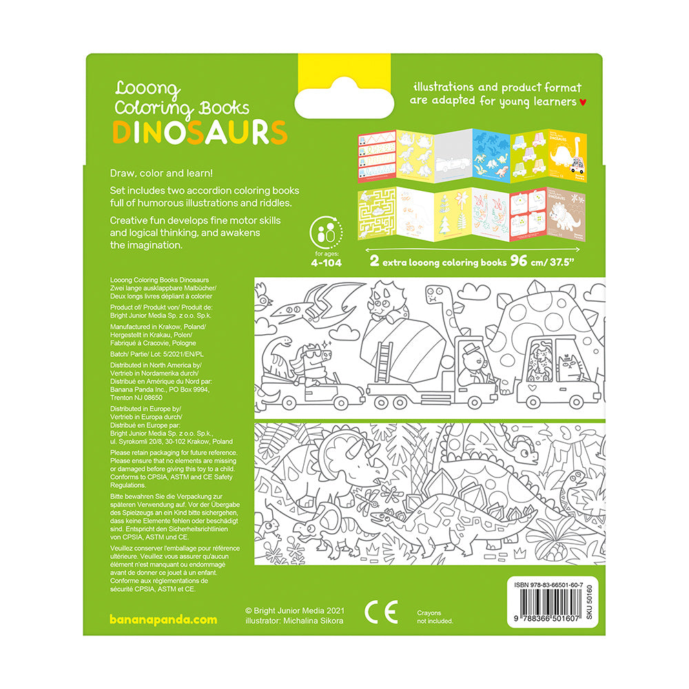 Libro para colorear Looong +4 años - Me encanta colorear dinosaurios