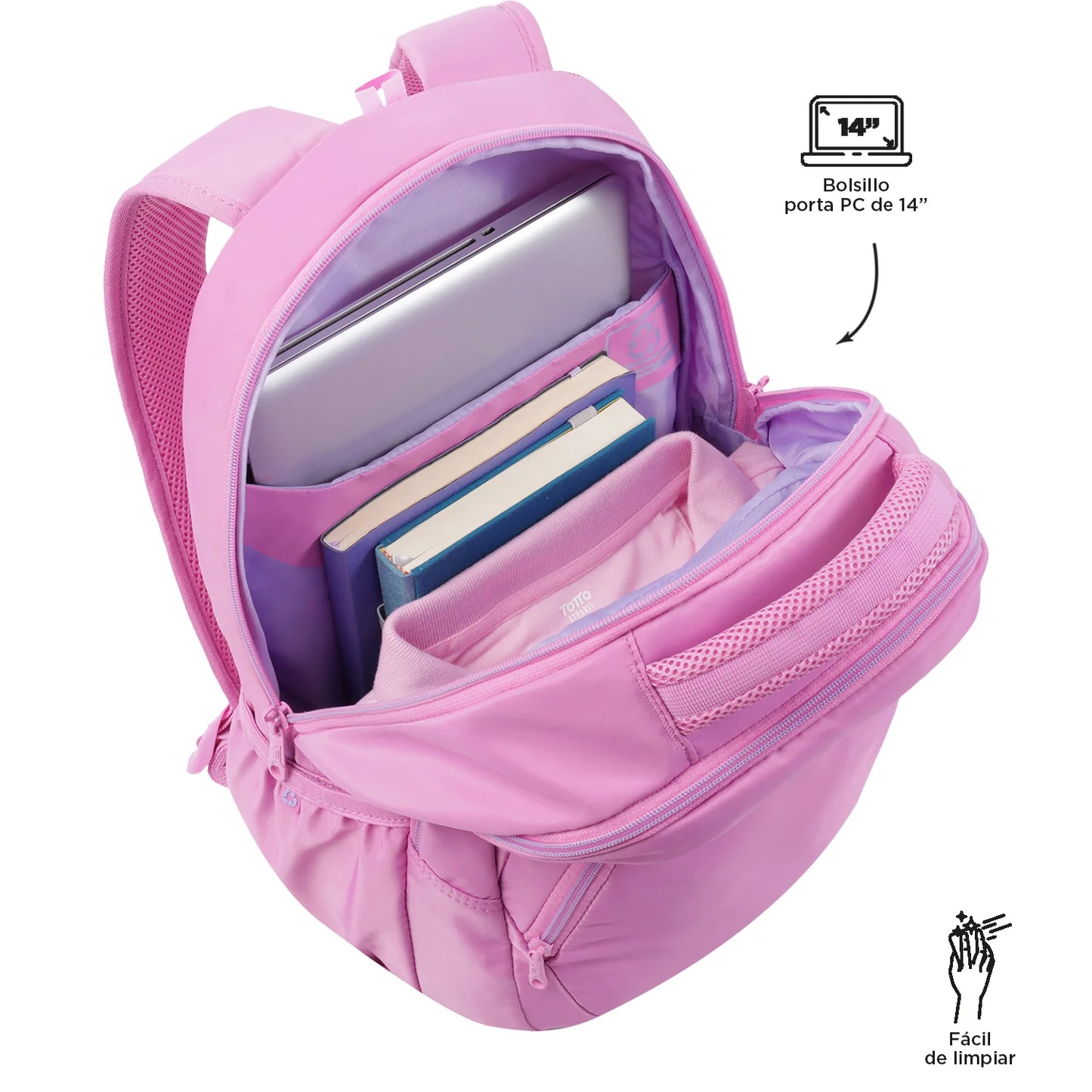 Mochila Escolar p/Portátil - Rosa