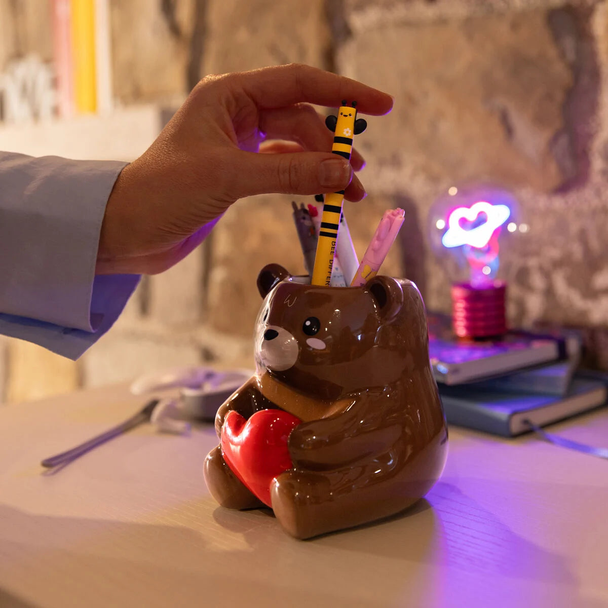 Porta-canetas em cerâmica - Urso - Desk Friends