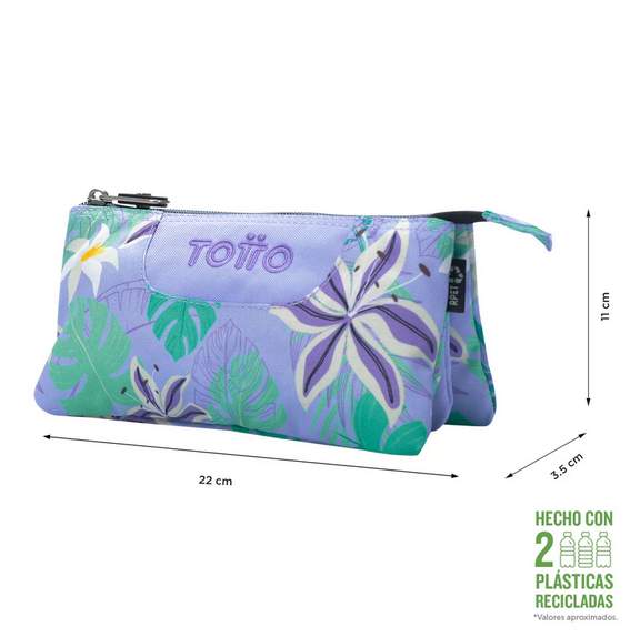Estojo Triplo Tablero - Flor Lilac