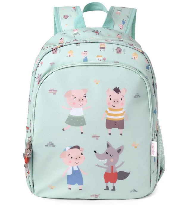 Mochila Média + Porta-chaves Personalizável - Os três porquinhos