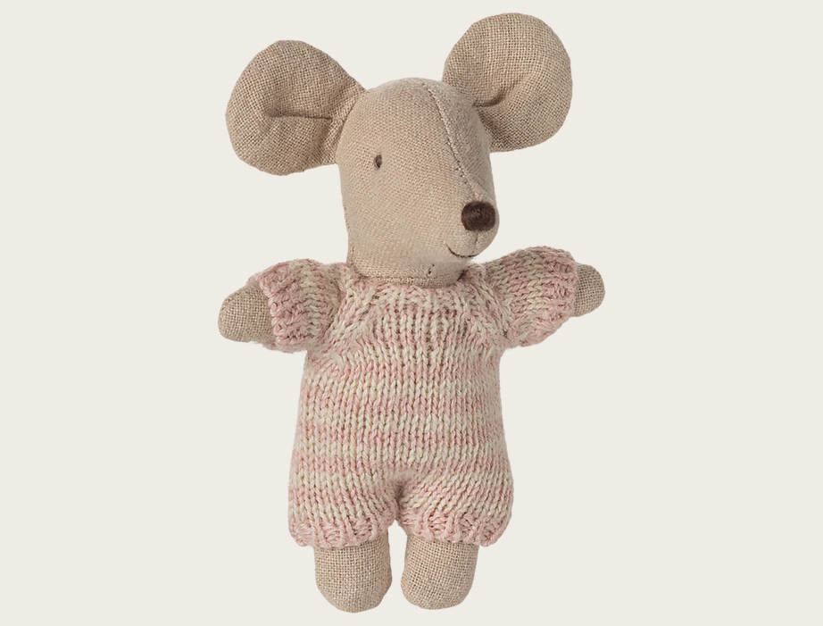 Ratinho bebé no berço Maileg - Rosa