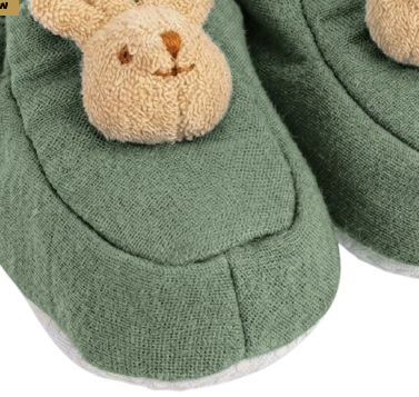 Pantufas para bebé Coelho - Verde Khaki - 0-1 ano