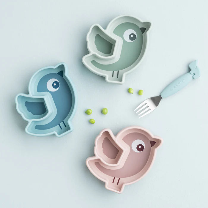 Prato para lanches Stick&Stay em silicone - Birdee - Verde