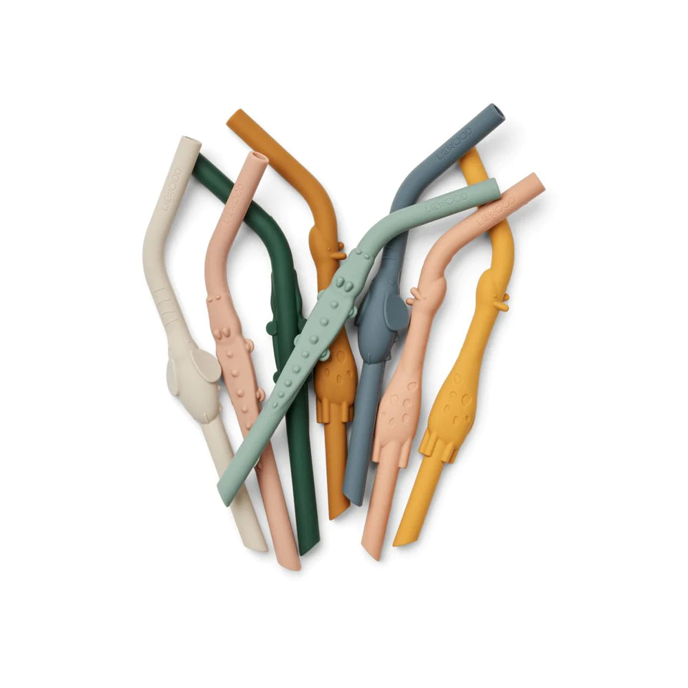 Palhinha em Silicone - animal straws Yellow mix