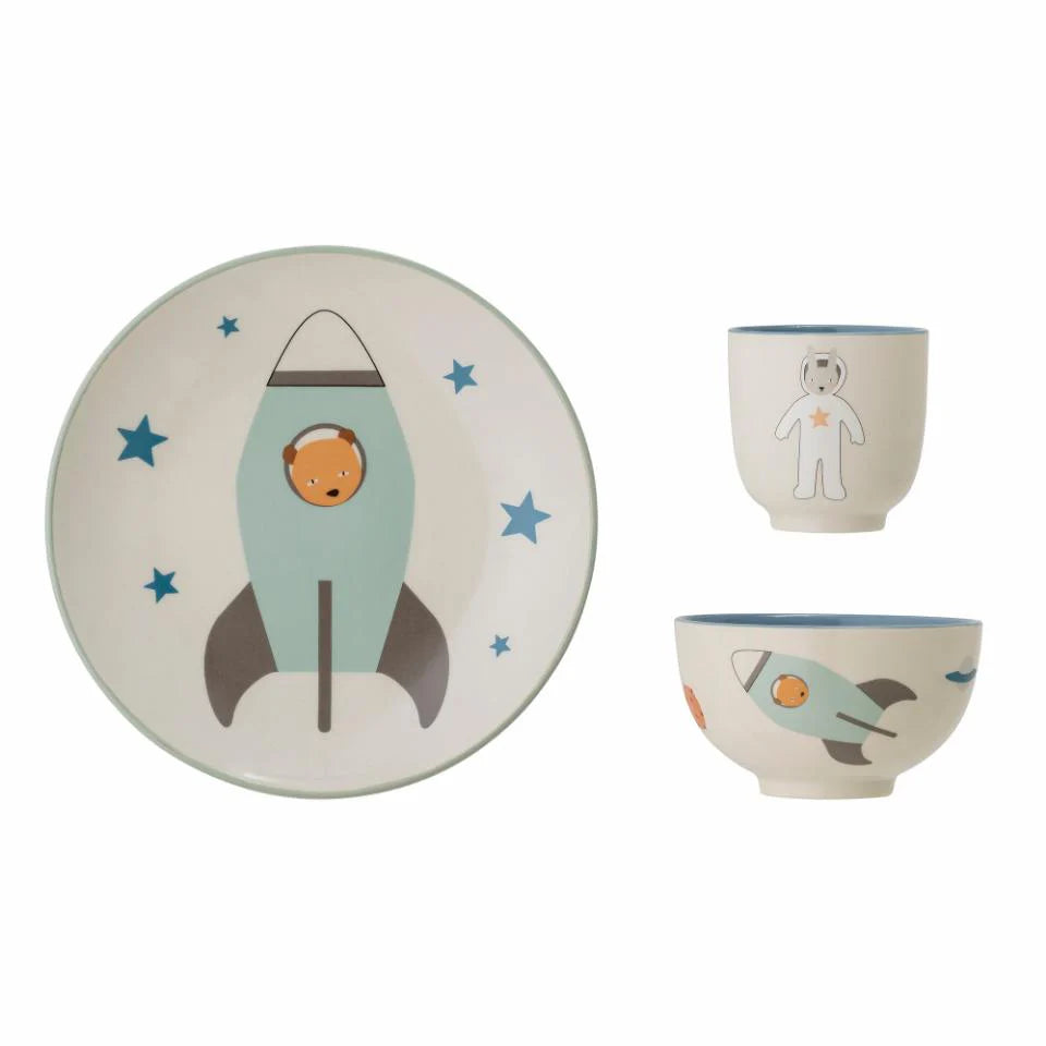 Set de Refeição Infantil em Cerâmica Space Blue
