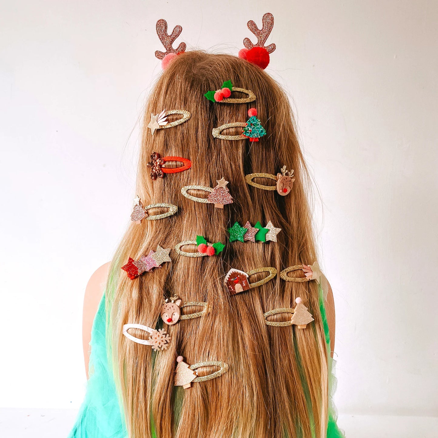 Ganchos de cabelo Xmas tree glitter clips