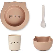 Joana set refeição para bébé em bambú - Cat/Tuscany Rose Multi Mix