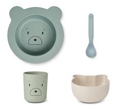 Joana set refeição para bébé em bambú - Mr Bear Dusty Mint Multi Mix