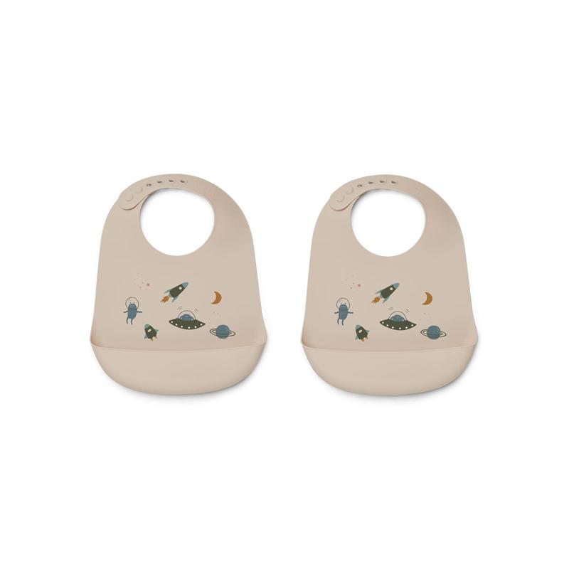 Babero de silicona Tilda con bolsillo - Space multi mix
