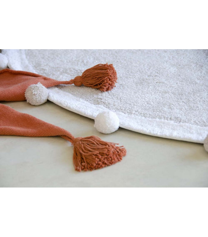 Alfombra pompones gris