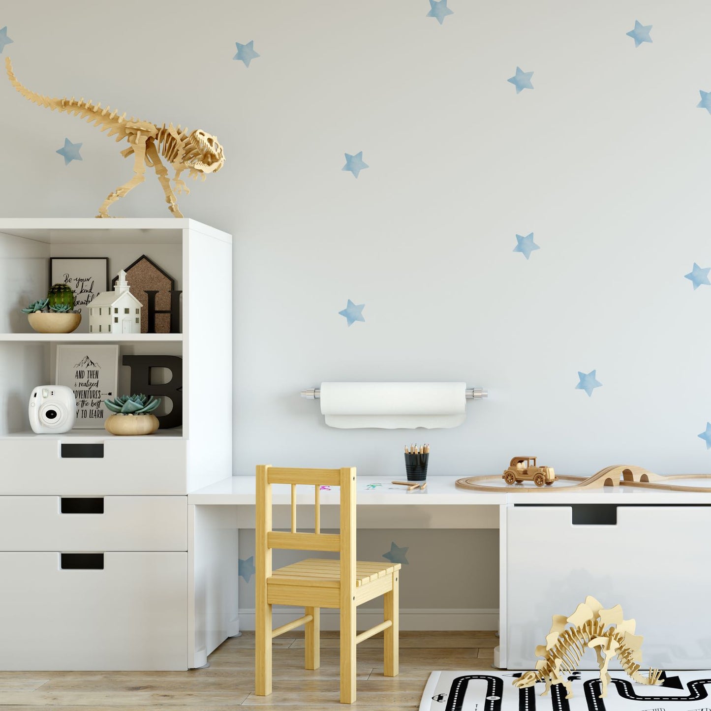 Vinilos decorativos con estrellas de acuarela - azul