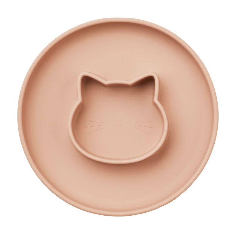 Prato silicone com divisória Gordon - Gato rosa claro