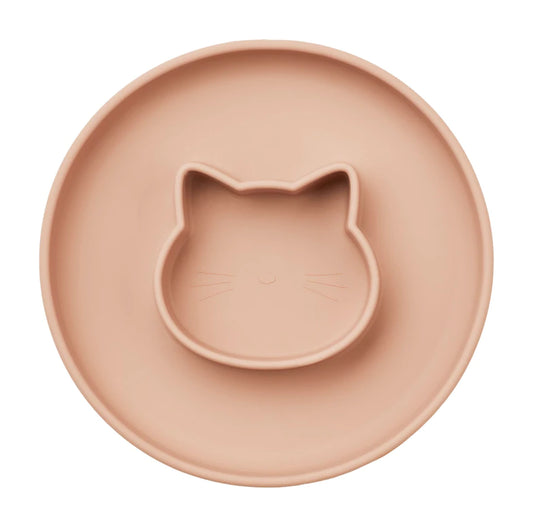 Plato de silicona Gordon con divisor - Gato rosa claro