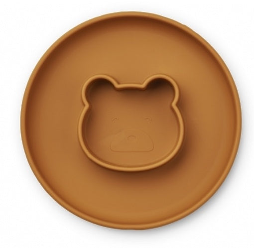 Plato de silicona con divisor Gordon - Oso mostaza