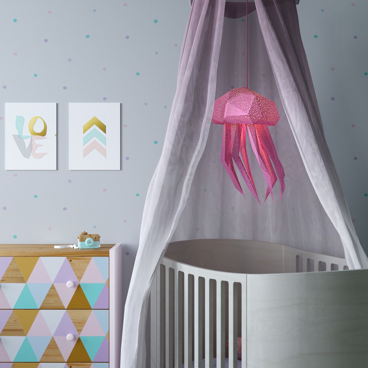 Candeeiro Tecto Alforreca Rosa - formato DIY