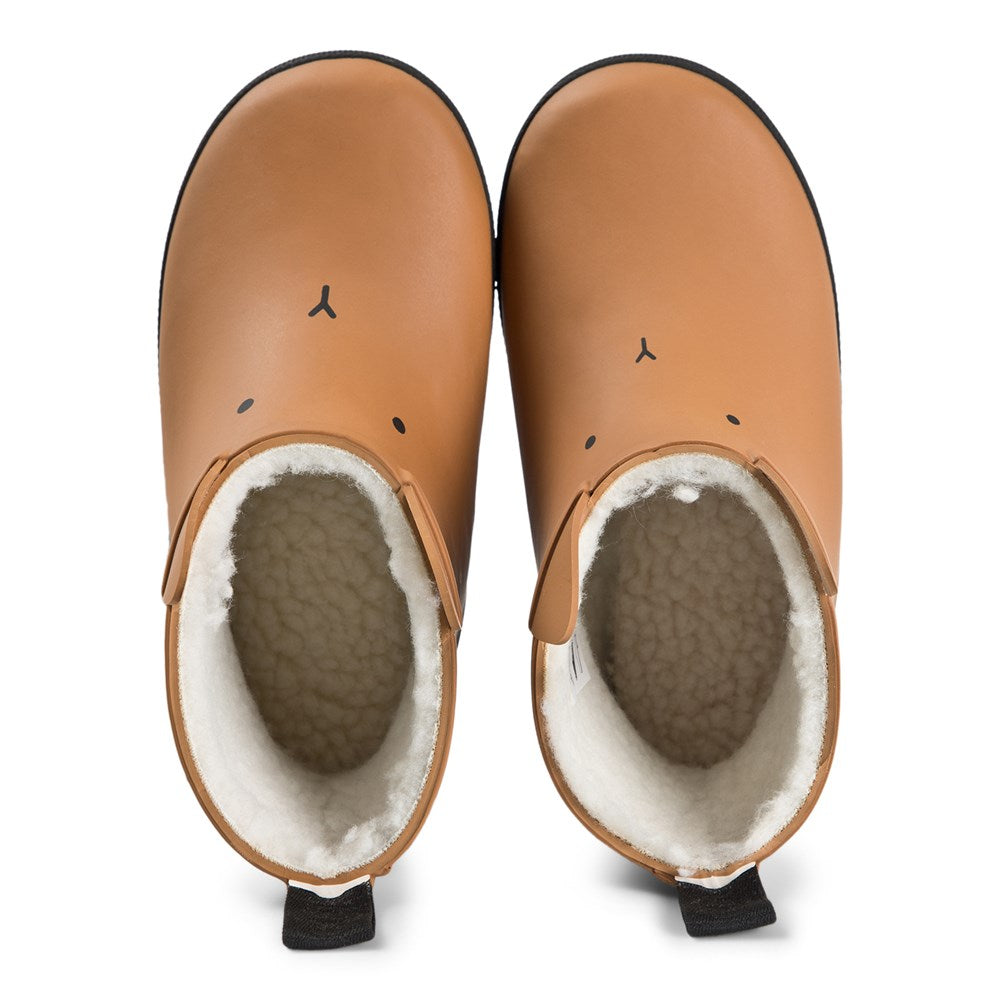 Chanclas Cortas con Pelo por Dentro - Conejo Mostaza