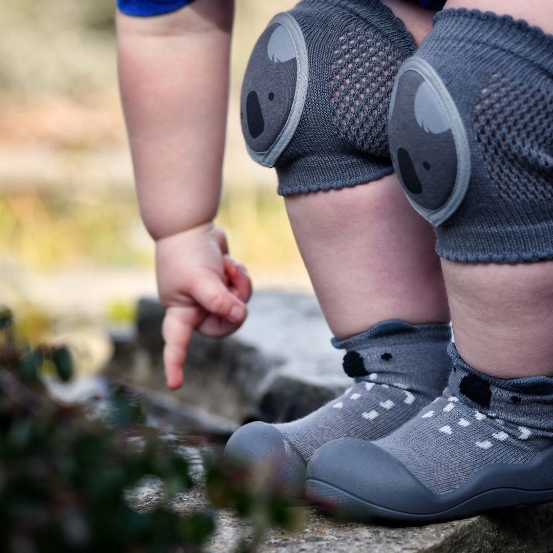 Pack de zapatitos y rodilleras de punto de algodón para bebé - Koala