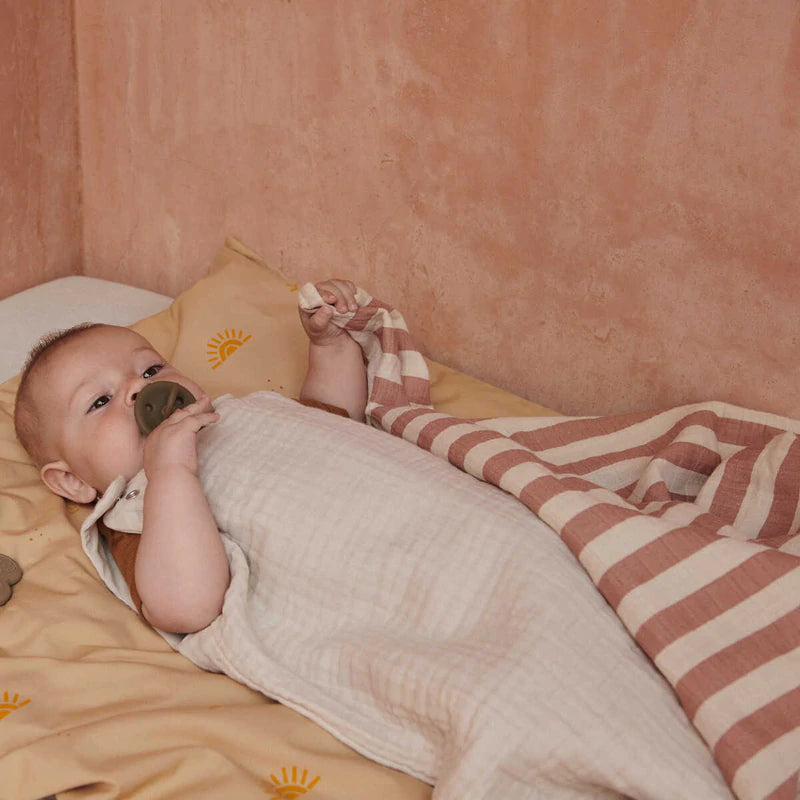 Fralda/musselina Lewis - Riscas Rosa Tuscano/Areia