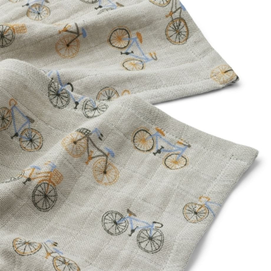 Fralda/musselina de Algodão Lewis - Bicycle cloud blue