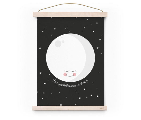 Cartaz A3 Love you to the moon - preto