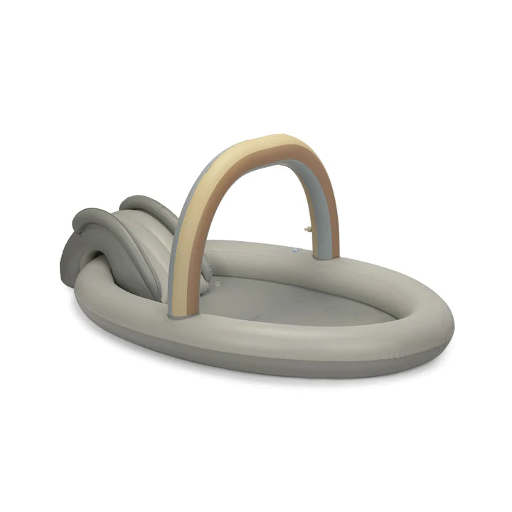 Piscina insuflável com escorrega e sprinkler - arco-íris