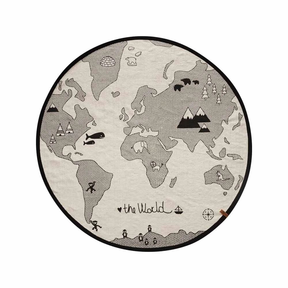 Alfombra The World - Blanco roto / Negro