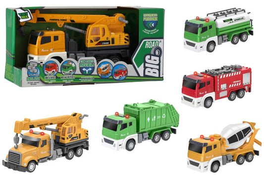 Veiculo carro trabalho friccao c/ luz/ som 6 mod