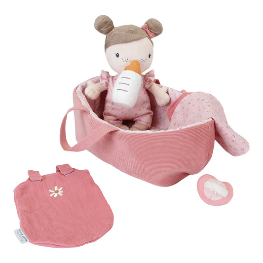 Boneca de pano Rosa c/Alcofa - Little Pink Flowers