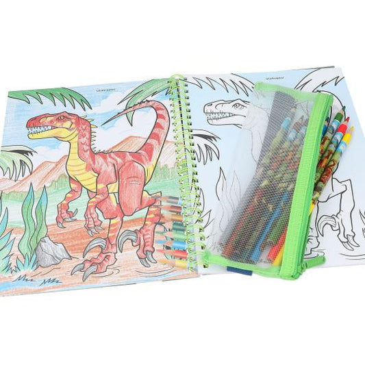 Livro de colorir Dino World com lápis de cor