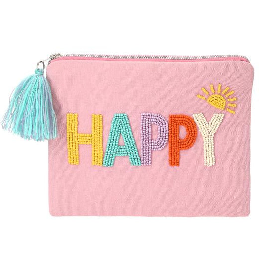 Necessaire com Bordado de Missangas - Happy