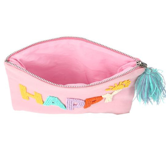 Necessaire com Bordado de Missangas - Happy