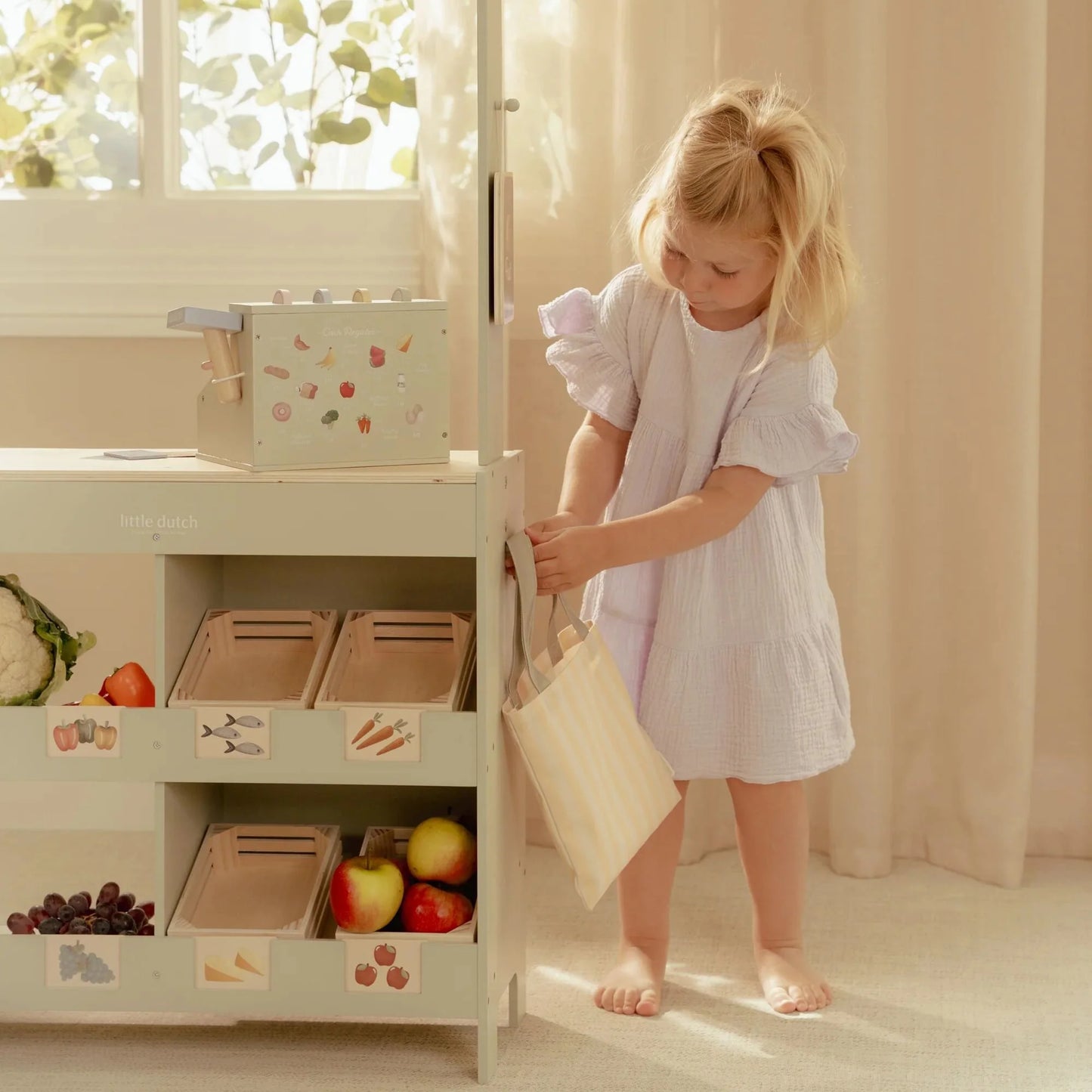 Banca de Mercado de Madeira Little Dutch – Verde