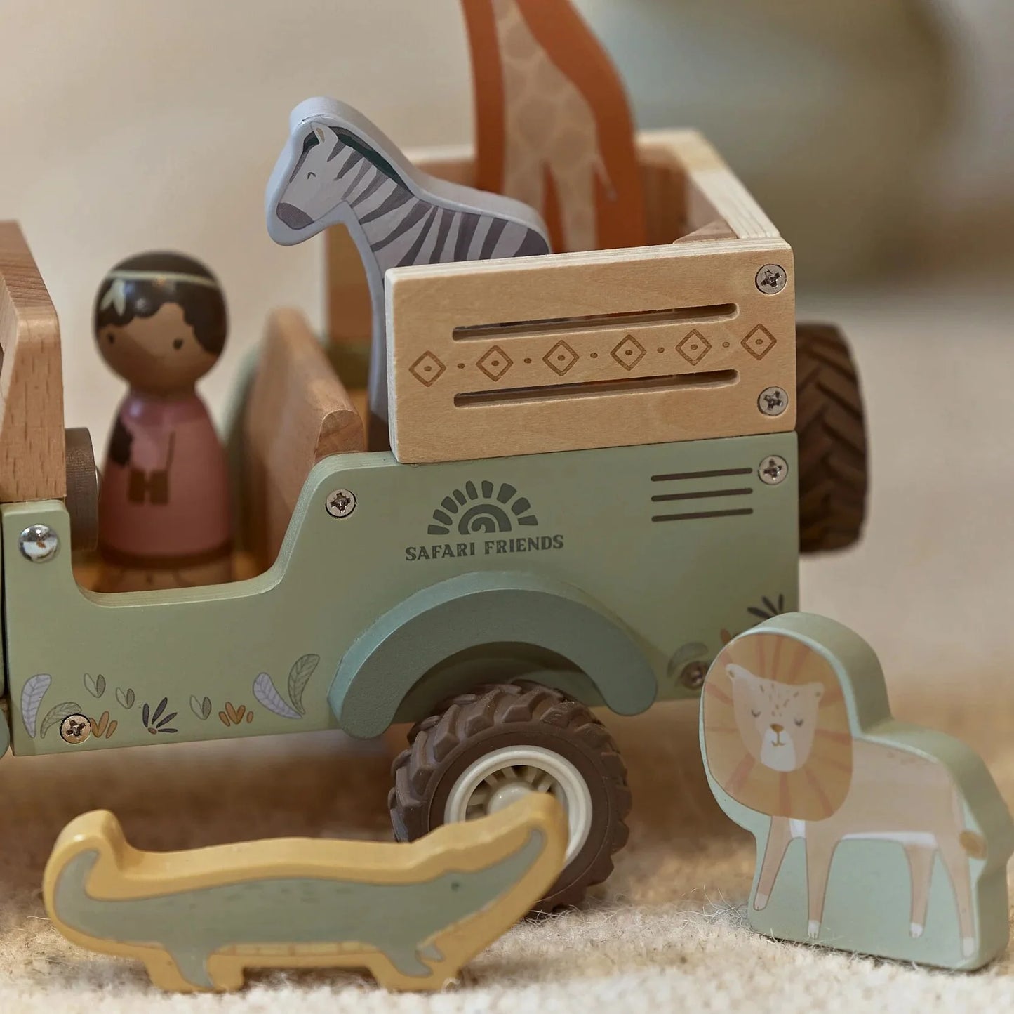Carro em madeira com animais - Safari Friends