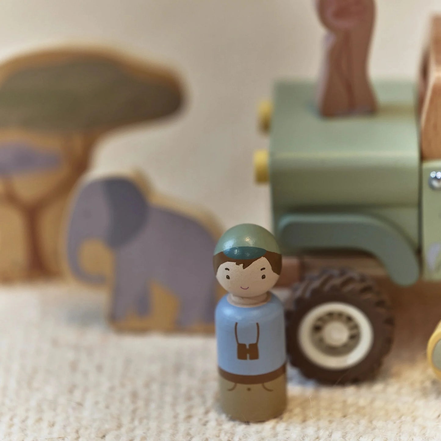 Carro em madeira com animais - Safari Friends