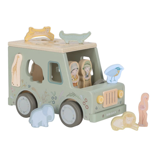 Carro em madeira com animais - Safari Friends