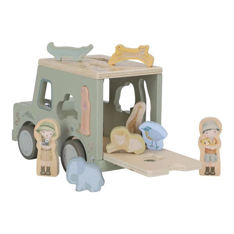 Carro em madeira com animais - Safari Friends