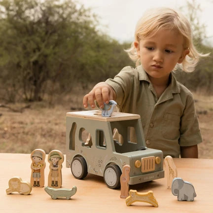 Carro em madeira com animais - Safari Friends