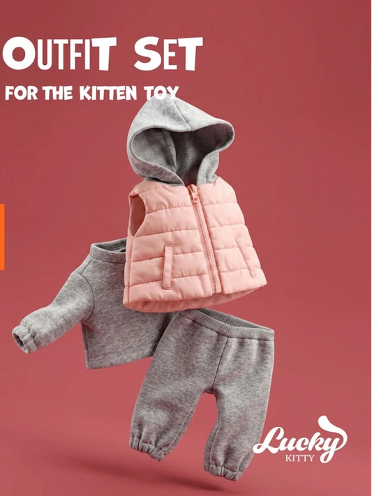 Conjunto de roupa de peluche Lucky Kitty: Casual Blossom